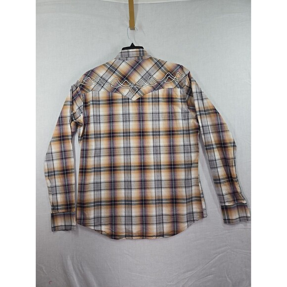 Wrangler Rock 47 Pearl Snap Plaid Shirt Mens XL Embroidered Western Cowboy Rodeo - Picture 7 of 11